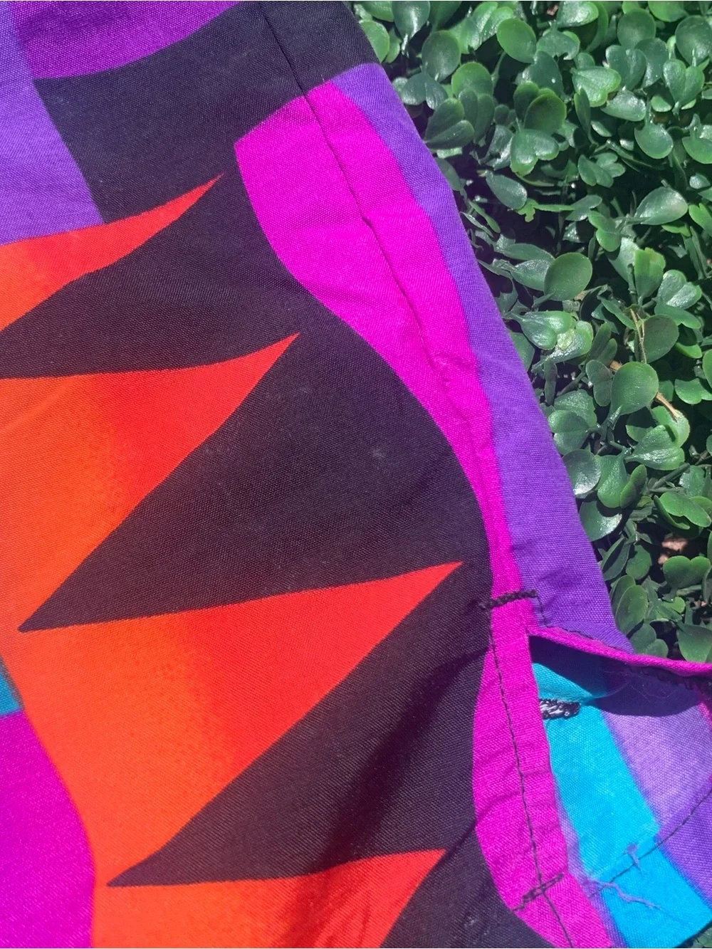 Vintage SPEEDO Maximalist Geo Sunset Swim Trunks / Shorts - needs elastic repair